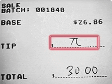 a receipt shows a sale batch of 00148 base tip and total