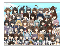 a large group of anime characters are posing for a picture together