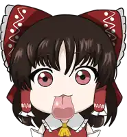 a cartoon drawing of a girl sticking out her tongue and wearing a headband that says waww