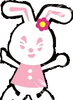 a cartoon bunny with a pink flower on its head