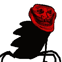 a drawing of a troll face with a red hat