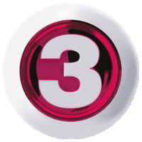 a red and white circle with the number 3 inside