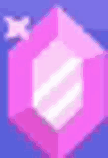 a pink cube with a white x on top of it .