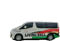 a white van that says living ball on it