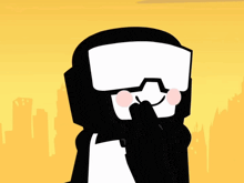 a black and white cartoon character covering his face with his hand