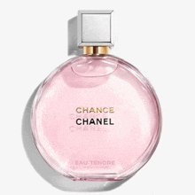 a pink bottle of chanel chance eau tendre perfume
