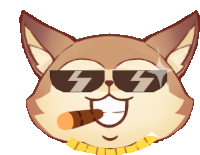 a cartoon dog wearing sunglasses and a cigar in its mouth