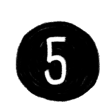 the number five is written in a black circle on a white background