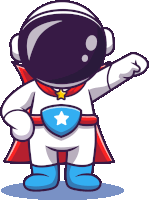 a cartoon illustration of an astronaut in a superhero outfit