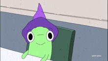 a cartoon character wearing a purple hat with the words adult swim at the top