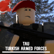 tau turkish armed forces poster with a soldier holding a gun