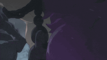 a cartoon drawing of a monster with a purple face