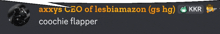 a screenshot of a message from axxys ceo of lesbian amazon
