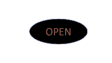 a black button that says open in orange