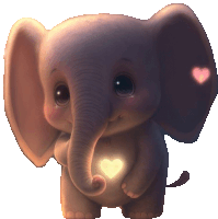 a cartoon elephant with a heart in its belly