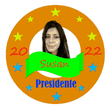 a picture of a woman in a circle with the words presidente on it