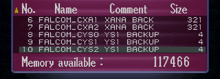 a computer screen displays a list of names and their size