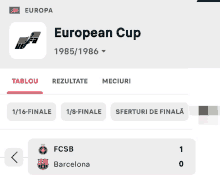 a screenshot of the european cup 1985/1986 between fcsb and barcelona