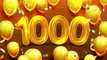 the number 1000 is made of gold balloons and confetti