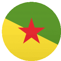 a yellow and green circle with a red star in the center