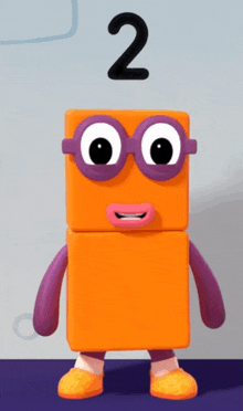 a cartoon character wearing glasses and slippers with the number 2 behind him .