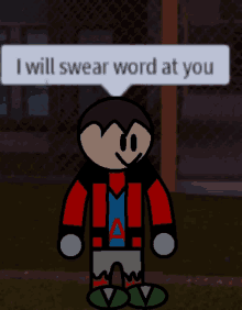 a cartoon character with a speech bubble saying i will swear word at you