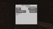 a screenshot of a minecraft game showing the menu reception screen