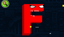 a red letter f with a magnifying glass in the corner