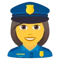 a female police officer wearing a blue uniform and a hat