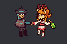 a pixel art drawing of a man and a woman dancing