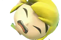 a cartoon character 's head is upside down and has a yellow hair