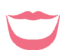 a pink silhouette of a smiling mouth with a mustache