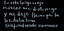 en este largo viaje a veces me distraigo y me dejo llevar por la luz de la luna