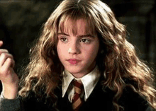 hermione granger from harry potter is wearing a tie and a sweater .