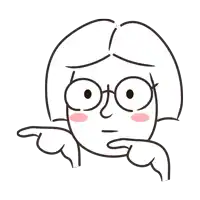 a cartoon drawing of a girl wearing glasses making a funny face