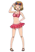 a cartoon girl wearing a bikini and sunglasses