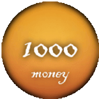 a yellow circle with the words 1000 money on it