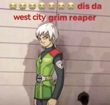 a cartoon character with the words dis da west city grim reaper