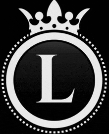 the letter l is in a white circle with a crown on top .