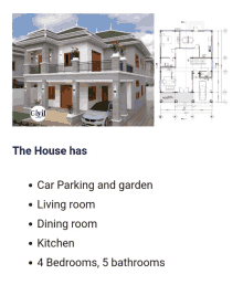 the house has car parking and garden living room dining room kitchen and 4 bedrooms