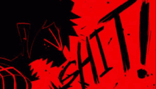 a black and red drawing of a person with the words `` hit '' written in red .