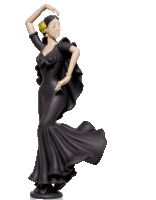 a statue of a flamenco dancer in a black dress with a yellow flower in her hair