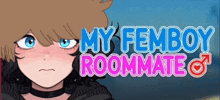 a poster for my femboy roommate with a girl on it