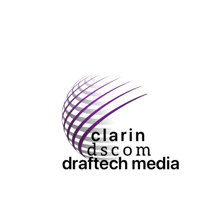 clarin dscom draftech media logo with a purple globe