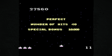 a video game screen that says perfect number of hits 40 special bonus 10,000 and number 11