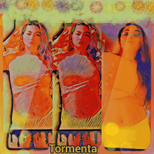 a colorful painting of a woman with the word tormenta on the bottom