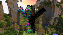 a minecraft screenshot of a giant monster with a rainbow colored body