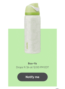 a boo-ya water bottle with a green cap