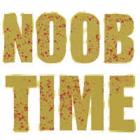 a sign that says noob time with red spots