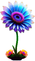 a purple and blue flower with a green stem